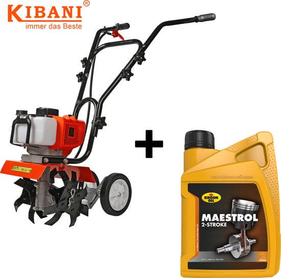 Kibani Mini Grondfrees Benzine - Inclusief Kroon Olie - 52cc - 30CM breedte - 2.0PK - Tuinfrees - Tuinfrees Benzine - Bodemfrees - Tuinploeg - Grondfreesmachine