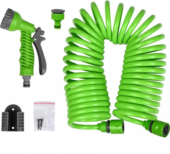 Benson Flexibele/uitrekbare tuinslang - 10 meter - met sproeikop - tuinbewatering