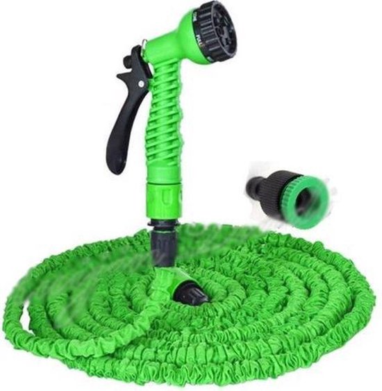 Flexibele Tuinslang - Groen - 15 meter uitrekbare tuinslang met 7 in 1 sproeikop