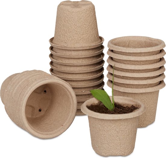 Relaxdays kweekpotjes afbreekbaar - set van 24 - grote stekpotjes - zaaipotjes - rond